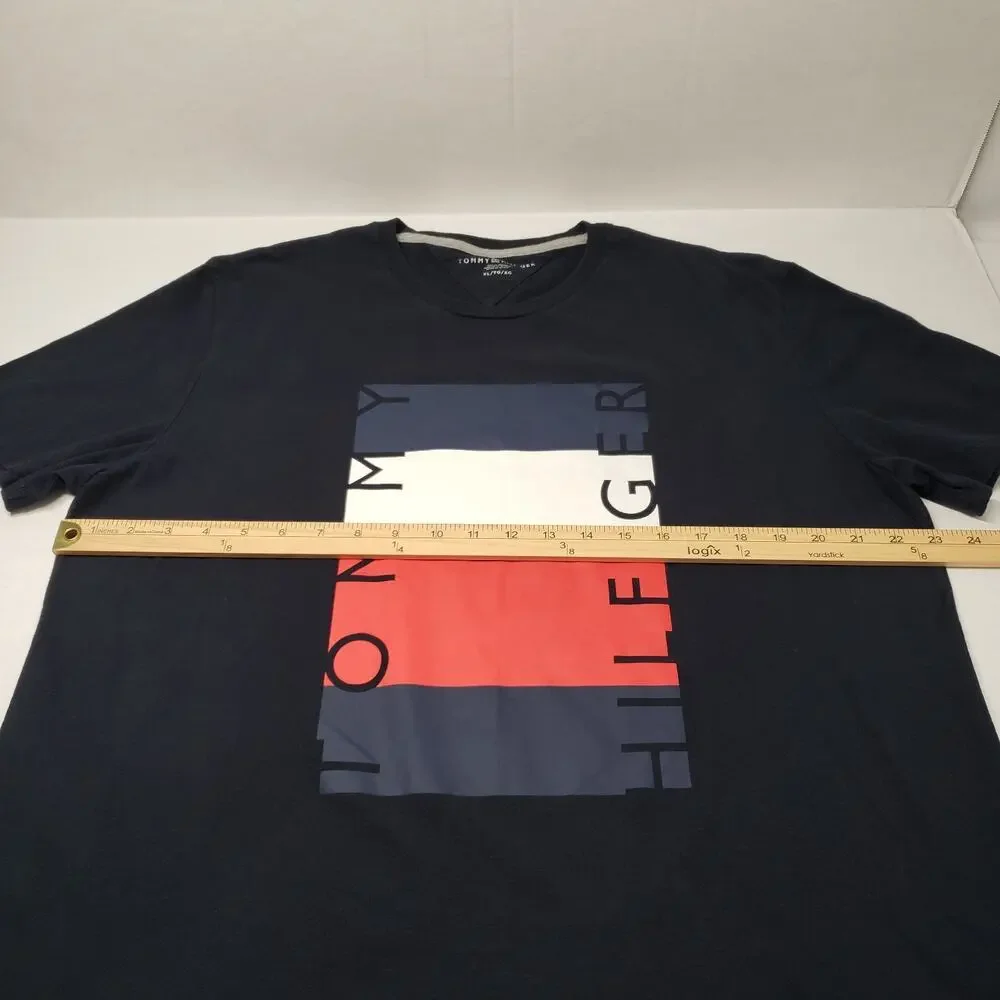 Tommy Hilfiger T-Shirt Mens XL Blue Logo Short Sleeve Crew Neck Graphic Tee Flag - Picture 4 of 16